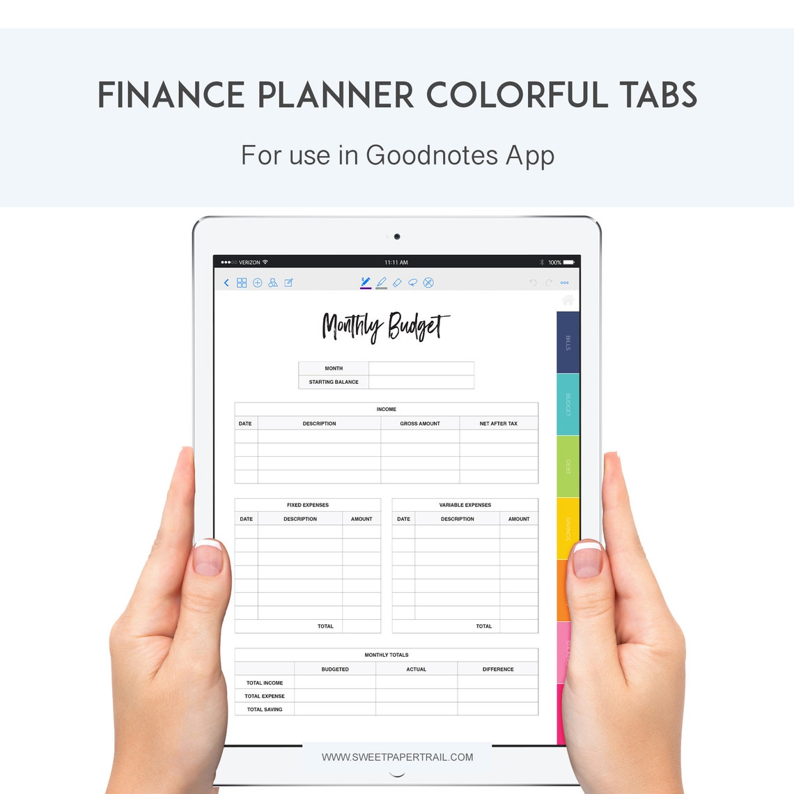 GOODNOTES FINANCE PLANNER Colorful Tabs Finance Planner for Etsy