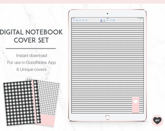 Set of 6 Digital Notebook Covers for GoodNotes - notability cover, Goodnotes template, binder cover, digital planner cover, iPad pro planner
