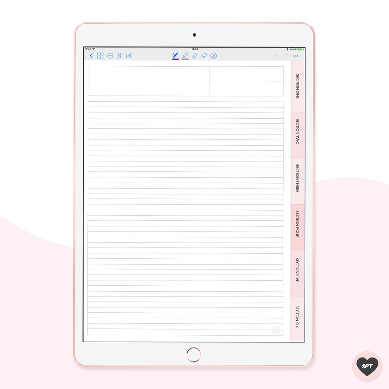 Pink Digital Notebook for Goodnotes App 6 Subjects Goodnotes Stickers