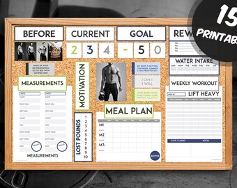 Motivational Health & Fitness Printables for MEN - INSTANT DOWNLOAD - Weight Loss Printables - Fitness Vision Board Printables