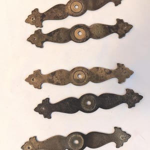 Veel antieke koperen ladeplaten, steunplaat knop - set van 5"