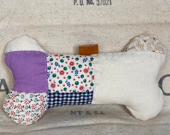 Quilted Dog Bone Pillow: Vintage Cutter Quilt Accent Pillow (8.5")