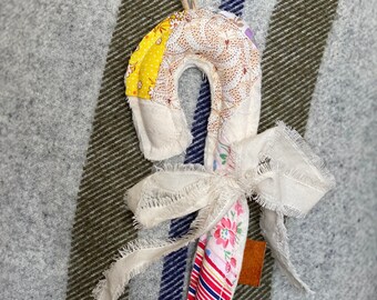 Handgemachte gequiltete Zuckerstange aus dem Urlaub: Vintage Cutter Quilt Weihnachtsdekoration