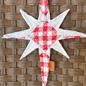 Quilted Star of Bethlehem Ornament: Vintage Cutter Quilt, 9.5” Handmade Christmas