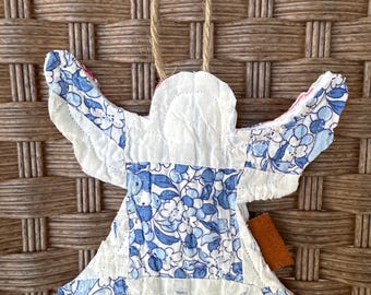 Adorno de ángel acolchado: Colcha vintage Cutter, decoración navideña rústica hecha a mano