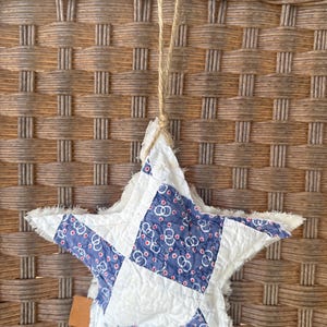 Quilted Star Ornament: Vintage Cutter Quilt Handmade Seasonal Holiday Christmas Decor (7 Inch)