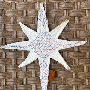 Handcrafted Quilted Star of Bethlehem Ornament: Vintage Cutter Quilt, 9.5”