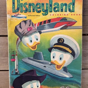 1930s Walt Disney Productions Donald Duck Disneyland Coloring Paperback Old Antique Vintage Illustrated Book Paper Goods Scrapbook supplies