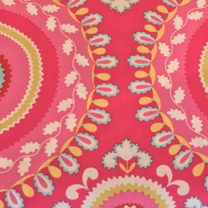 1/2 Yard Kumari Garden Kumari Holiday Jeevan Pink Fabric, Dena Designs OOP Quilters Cotton Floral  Quilting Crafts Olive Blue Yellow