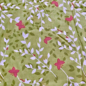1/2 Yard Sweet Leaves, Bella Butterfly OOP Fabric Michael Miller Patty Sloniger Coral Green  Quilters Cotton