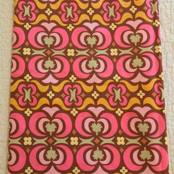 1/2 Yard Garden Maze In Brown Fabric, Rare Amy Butler Fabric Midwest Modern Pink Brown Golden Yellow Green Crafts Sewing Cotton