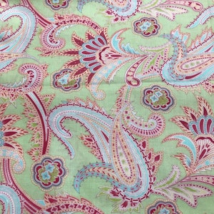 Rare 1/2 Yard Amy Butler Temple Flowers Fabric, Paisley Blue Green Red Floral OOP Quilting Cotton 1/2 Yard Destash Fabric