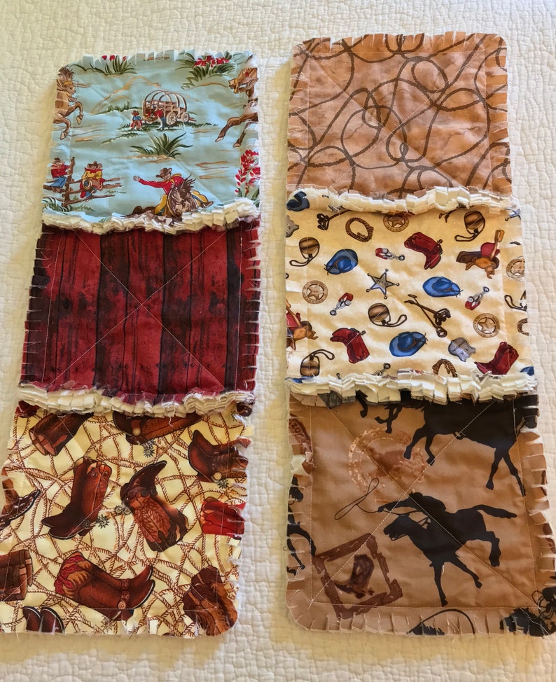 Baby Boy Burp Cloths Retro Cowboys Rag Quilt Horses Babies Etsy