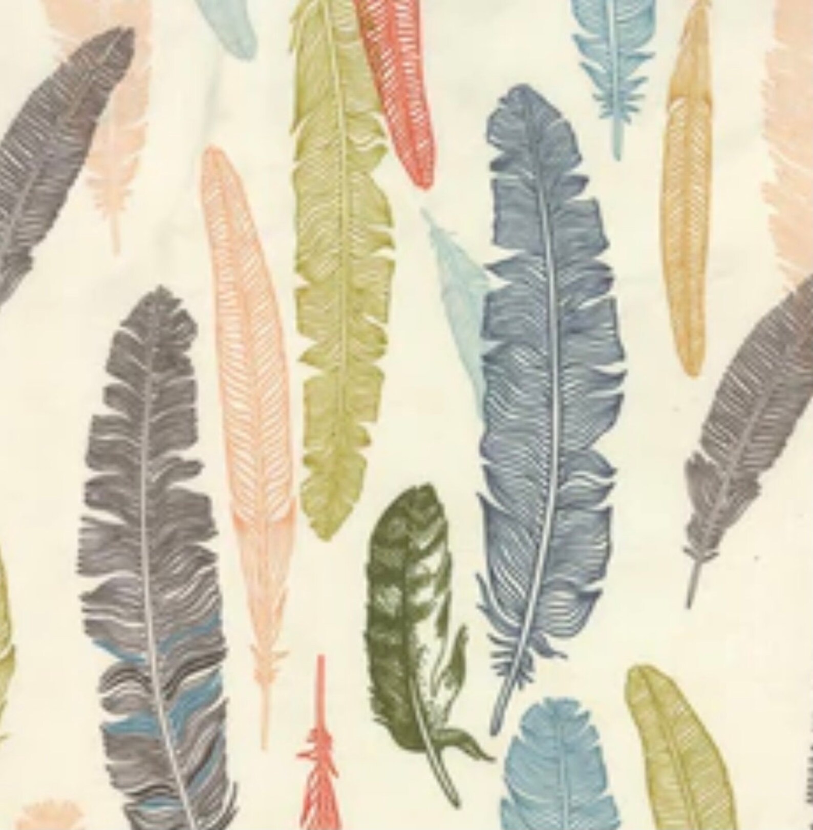 Nomad Plume in Bone, 1/2 Yard OOP Fabric Moda Cotton Feathers Olive ...