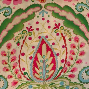 1/2 Yard Kumari Garden, Teja In Pink Fabric, Dena Designs Rare Fabric Cotton Floral Quilting Crafts Pink Aqua Blue Green Large Print Design