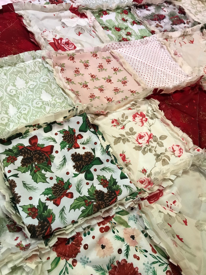 Lap Rag Quilt French Country Christmas Lap Rag Quilt: Red Deer Holly Gifts Green - Etsy
