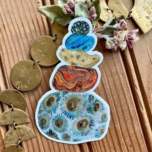 Petoskey Agate Leeland Blue Copper Pudding Stone Stack Watercolor Art Waterproof Decal Sticker Gift