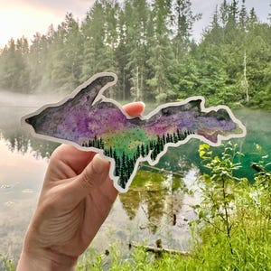 Michigan Decal Sticker | UP Aurora Borealis Waterproof Vinyl – Car, Laptop & Water Bottle