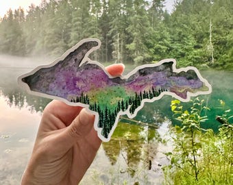 Michigan Decal Sticker | UP Aurora Borealis Waterproof Vinyl – Car, Laptop & Water Bottle