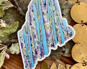 Maine Vinyl Sticker - Maine State Decal - Maine Car Decal - Home State Decal - Aspen Birch Tree Art - Bumper Sticker - MA decal