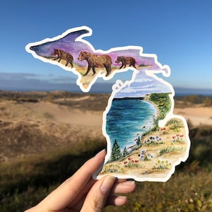 Sleeping Bear Dunes Sticker | Michigan Watercolor Art Decal