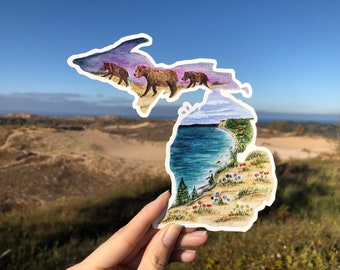 Sleeping Bear Dunes Sticker | Michigan Watercolor Art Decal
