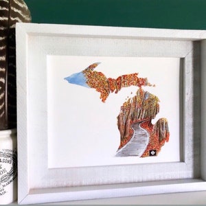 Devils Elbow Tunnel der Bäume Nord-Michigan Map Herbst Herbst Drive Weg Original Kunst Druck Wohnkultur Kunstwerk Geschenk M119