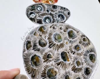 Michigan Rocks Fine Art Illustration Print Petoskey Stone Colorful