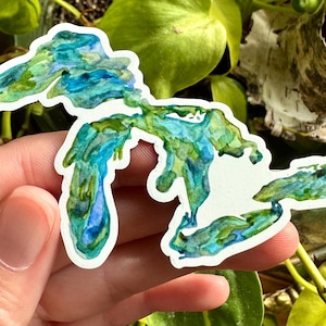 Michigan Magnet - Michigan State Car Magnet - The Great Lakes  - Home State magnet - Whimsical Dreamy Travel Art - MI Blue Green Small Art