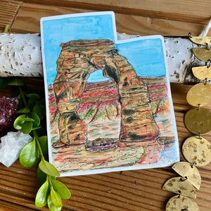 Sticker art Utah State Love Moab Utah carte Sticker unique décoration d'intérieur cadeau Arches National Park Rock randonnée voyage Camping Double Arches