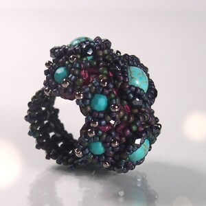 Beading tutorial  and pattern, beading tutorial Aglio ring, beading pattern ring, beading tutorial coctail ring, beading pattern big ring