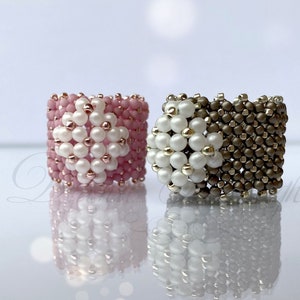 Beading pattern Flat Chenille Ring no. 2., beading tutorial ring Flat Chenille Ring number 2, beaded chenille ring pattern
