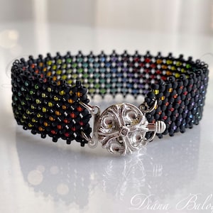 Beading pattern and tutorial Geneviéve Flat Chenille Bracelet, Genevieve bracelet beading pattern, beading tutorial, Flat Chenille