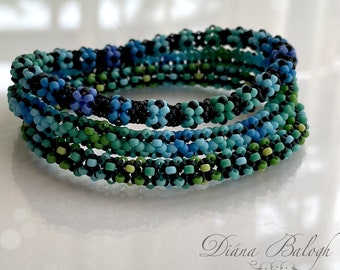 3 in 1!  Seed bead bracelet beading tutorials: Polka-dotted, Zigzag, Flower Chenielle Bracelet beading patterns.