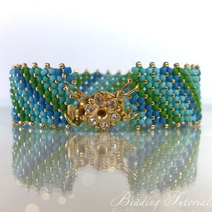 Nadia Bracelet Beading Tutorial, Flat Chenille Bracelet beading tutorial, Flat Chenille Bracelet beading pattern, beading tutorial bracelet
