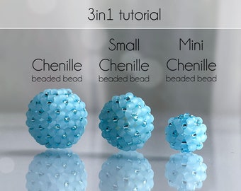 3 Chenille Beaded Bead beading tutorials in 1!, Toho seed beads beading pattern, beading patterns and tutorials, beaded bead pattern