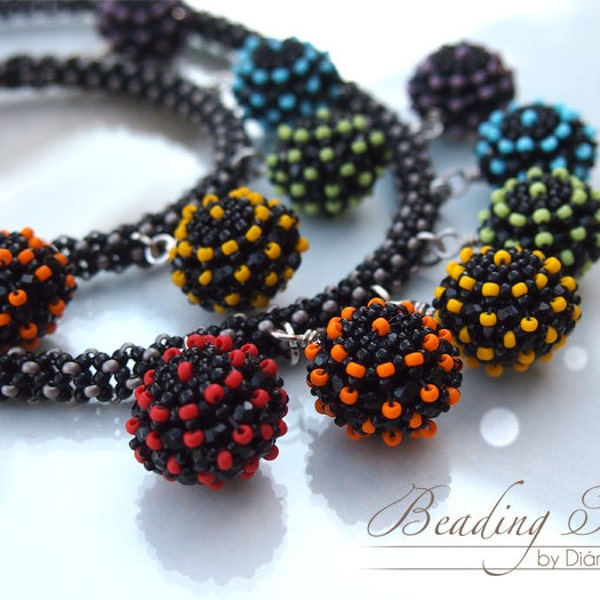 Beading Tutorial Candy beaded bead, necklace and bracelet beading pattern, beading tutorial RAW, beading tutorial necklace
