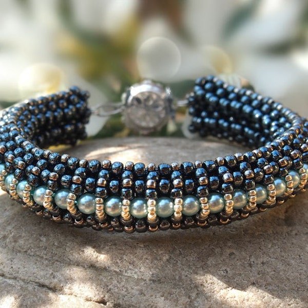 DIY Tutorial, handmade jewelry making pattern Elizabeth Bracelet, RAW Beading pattern - beaded bracelet pattern, PDF