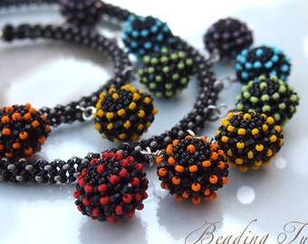 Beading Tutorial Candy beaded bead, necklace and bracelet beading pattern, beading tutorial RAW, beading tutorial necklace