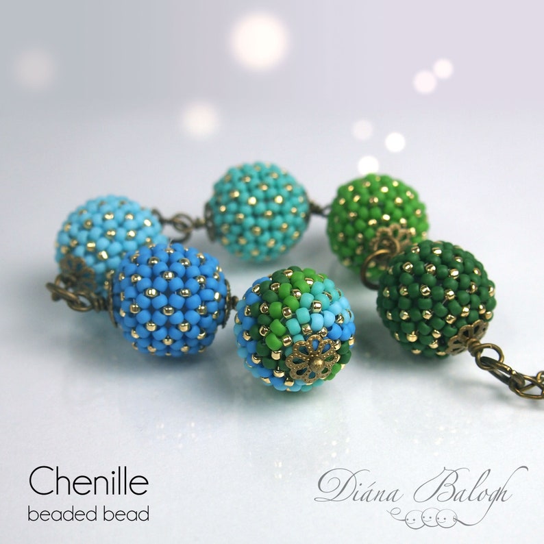 3 Chenille Beaded Bead beading tutorials in 1, Toho seed beads beading pattern, beading patterns and tutorials, beaded bead pattern image 2