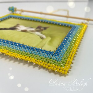 Beading pattern and tutorial Flat Chenille Stitch® Picture Frame and Flat Chenille Stitch® bracelet, beaded picture frame pattern image 5
