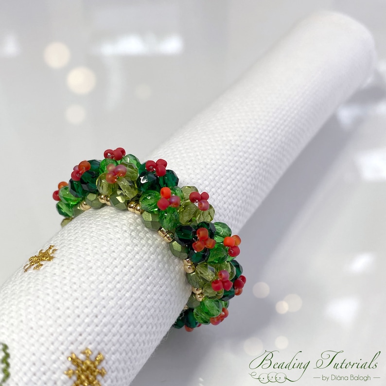 Christmas Napkin Ring Beading Tutorial Beading Pattern Ilex Etsy