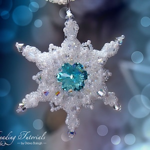 Tutorial Snowflake Pendant, Beading Pattern, DIY Jewelry making tutorial, spike bead tutorial, gift for her