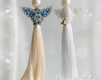 Beading tutorial and pattern Angel Tassel, beaded tassel tutorial, beaded angel pattern, Christmas beadin tutorial, Christmas Angel tassel