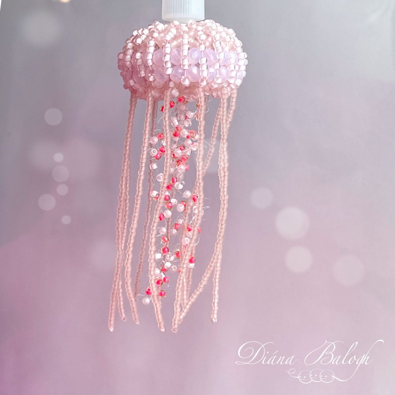 Beading pattern and tutorial Jellyfish tassel and Jellyfish lantern, Jellyfish pendant beading tutorial, Luminuos Jellyfish beading tutorial image 3