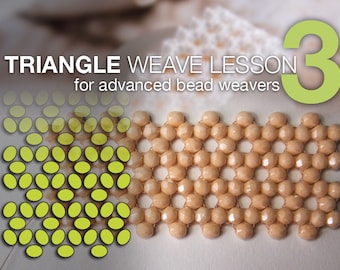 Beading tutorials and patterns, Beading lesson, Triangle weave stitch lesson 3 + 2 free beading lessons, beading pattern, beading tutorial