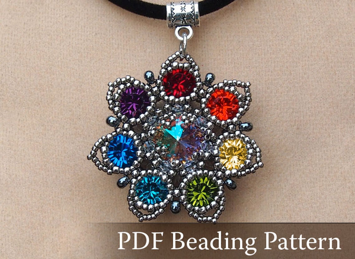 Beading Tutorial DIY Jewelry Pattern Seven-colored Flower - Etsy