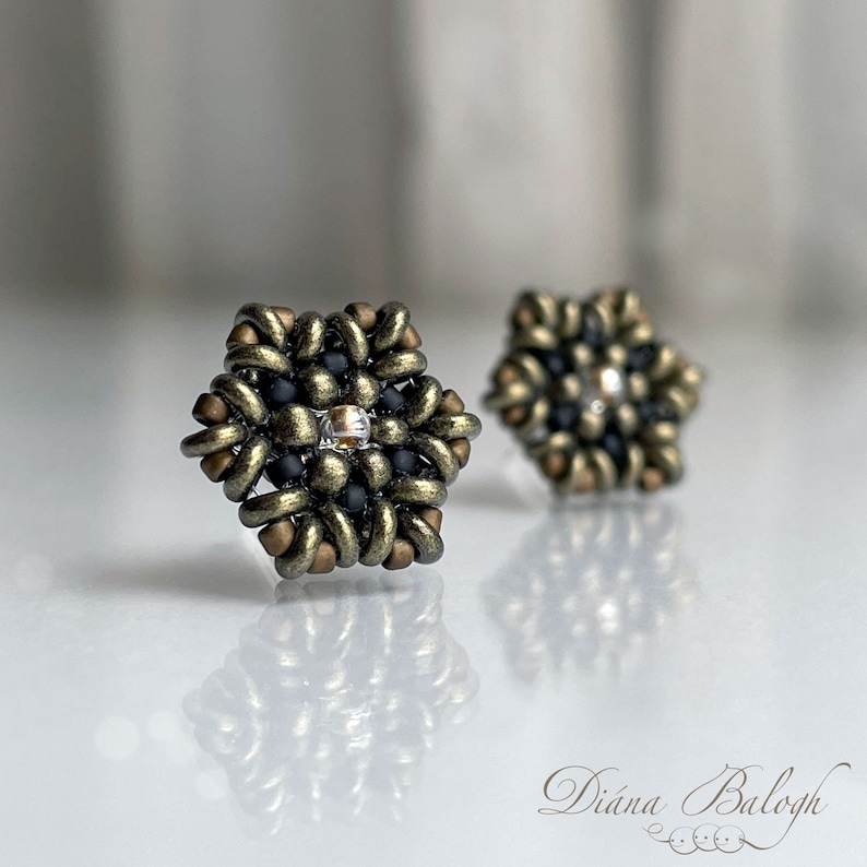 How to make stud earrings snowflake earrings bead pattern antique bronze snowflake tutorial