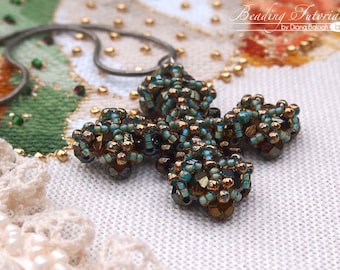 Photo tutorial Renaissance cross pendant - vintage style beading tutorial, beading pattern, beading pattern cross pendant