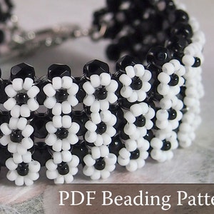 Beading Tutorial Daisy Bracelet, Beading pattern, PDF